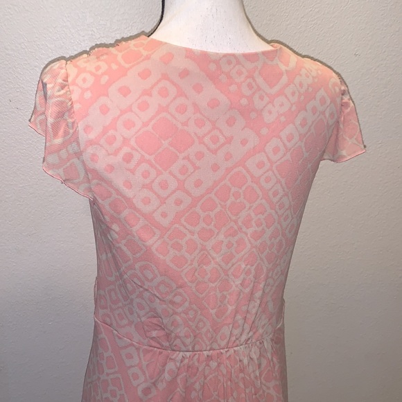 Sangria pink beige nylon midi summer dress - Picture 6 of 8